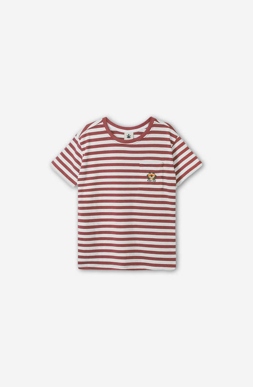 Camiseta Rayas Corazón Granate