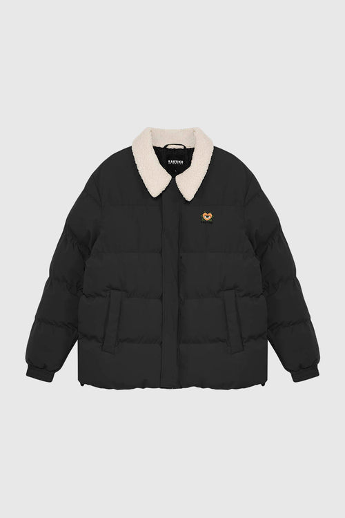 Heart Black Puffer Jacket