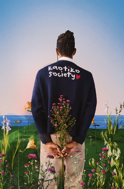 Marineblauer Pullover mit Pilzmuster