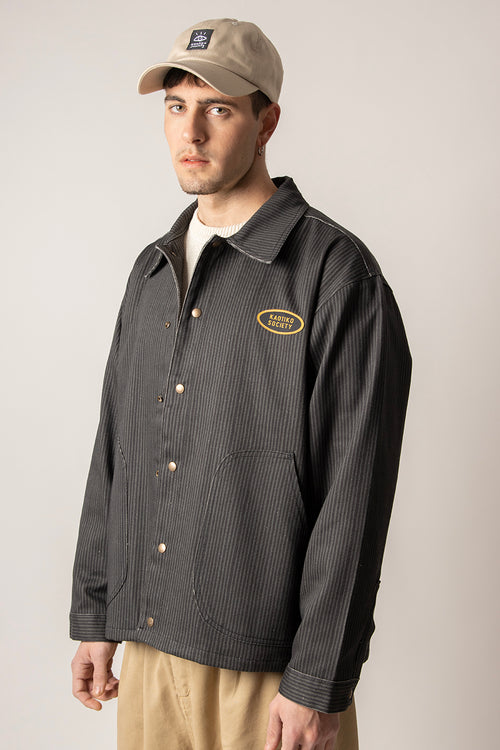 Entspannt gestreifte grün/schwarze Jacke