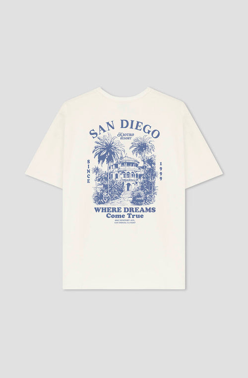 Elfenbeinfarbenes T-Shirt „Kaotiko Resort“