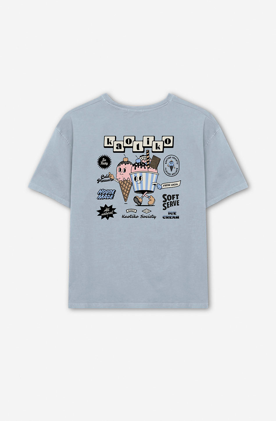 T-Shirt aus gewaschenem Eiscremestahl
