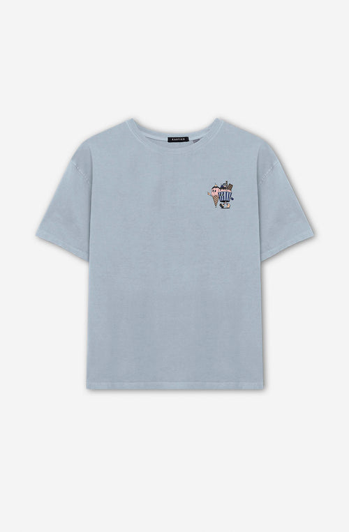 T-Shirt aus gewaschenem Eiscremestahl