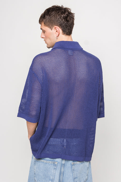 Poloshirt Crochet Water Navy