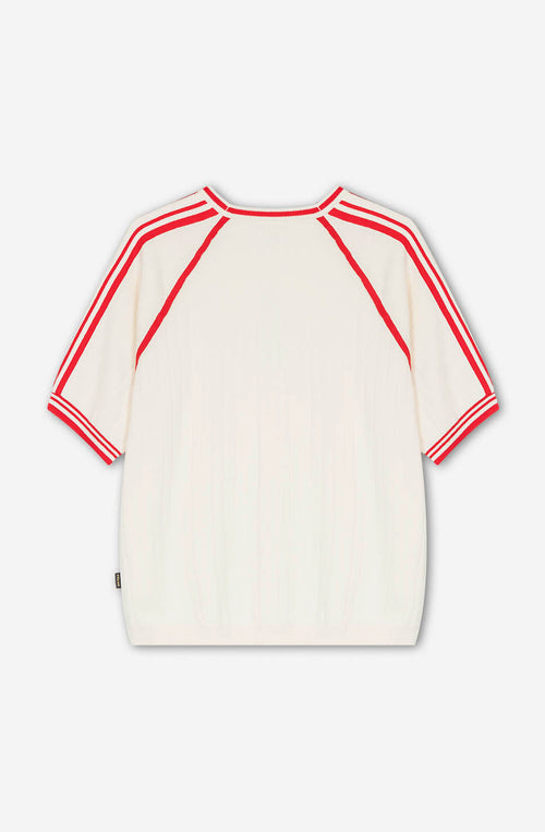 Vintage-Poloshirt in Elfenbein/Rot