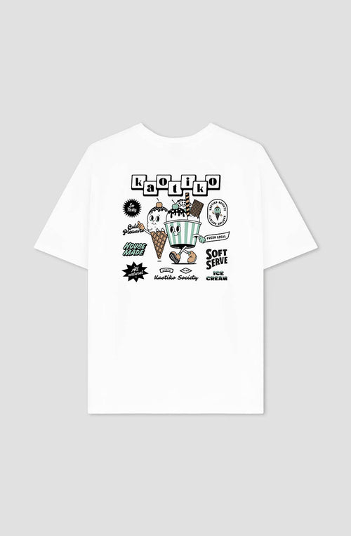 T-Shirt blanc crème glacée lavée