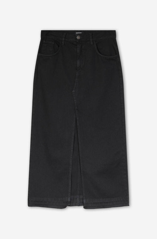 Long Black Denim Skirt