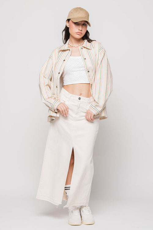 Long Denim Stone Skirt