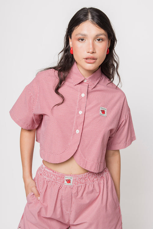 Chemise à carreaux rouge Apple