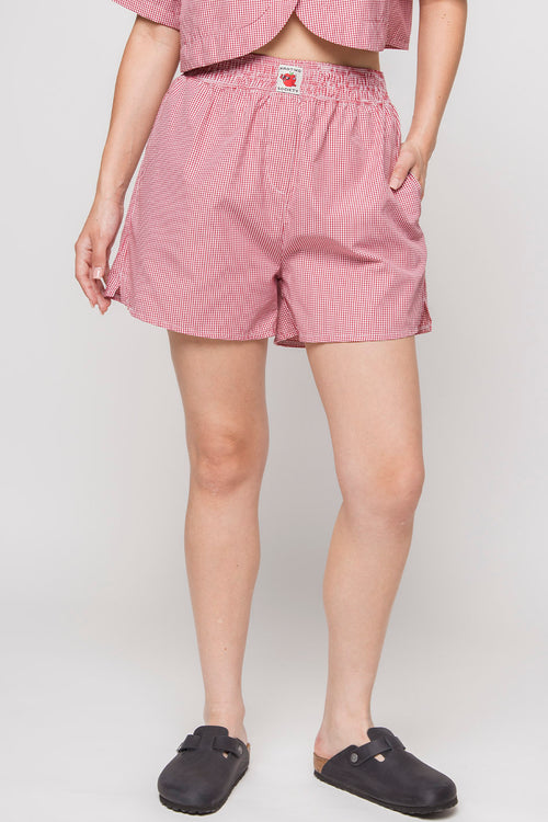 Short Apfelrot Kariert