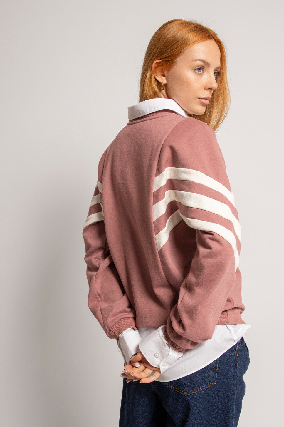 Sweatshirt Chad in Burgunderrot/Elfenbein