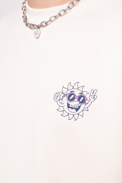 Life Is Short Bio-Baumwoll-Sweatshirt in Elfenbein/Rosa