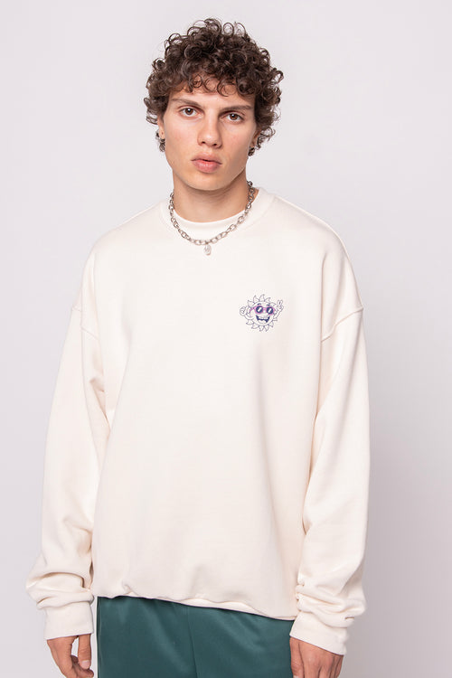 Life Is Short Bio-Baumwoll-Sweatshirt in Elfenbein/Rosa