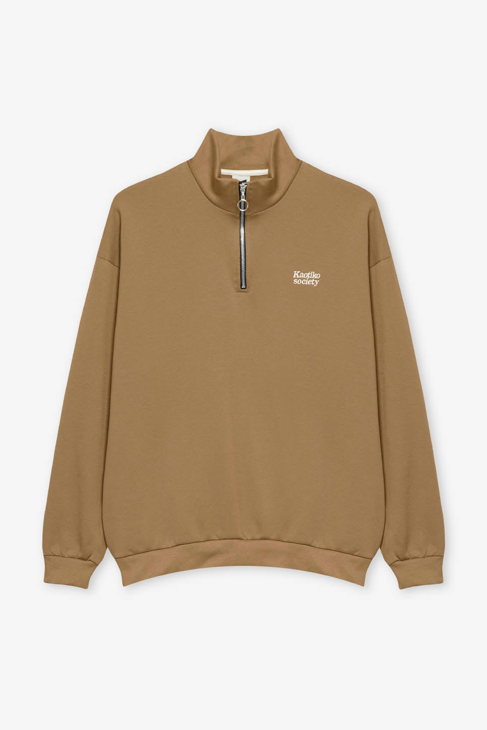 Kaotiko Society Sand-Sweatshirt mit halbem Reißverschluss