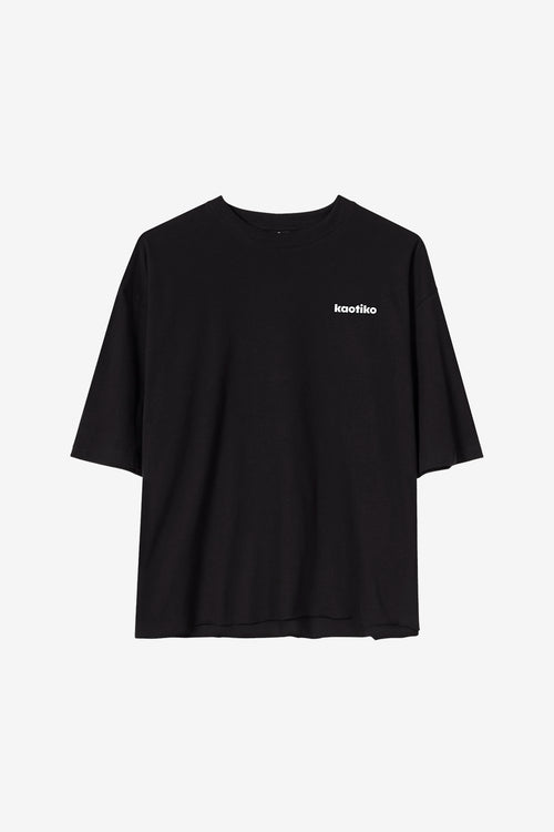 Kurzes schwarzes T-Shirt mit Calvin-Branding