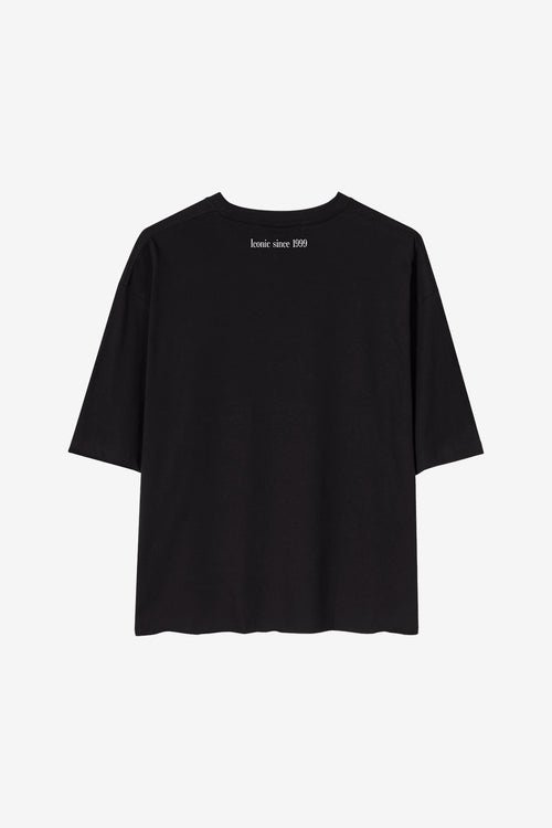 Kurzes schwarzes T-Shirt mit Calvin-Branding