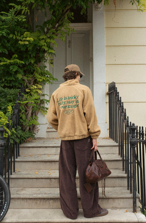 Life is Tricky Camel Fleece Jacket