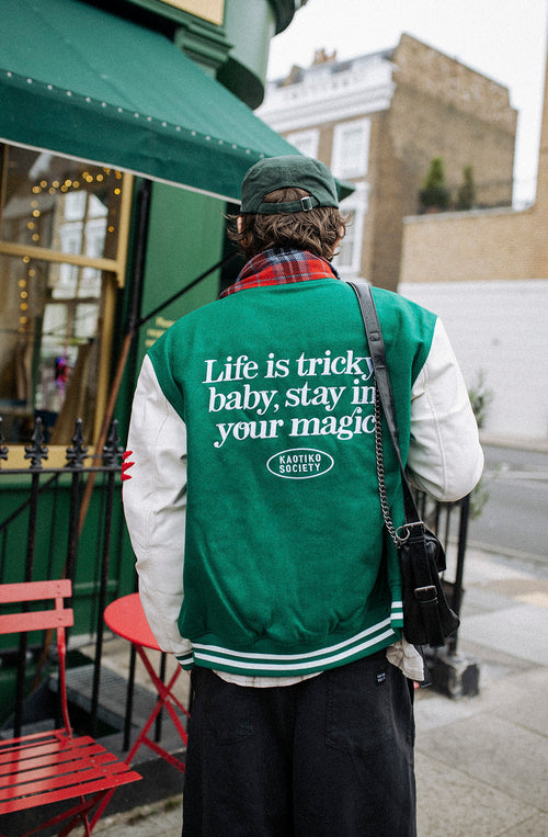 Tricky Love Grüne Baseballjacke