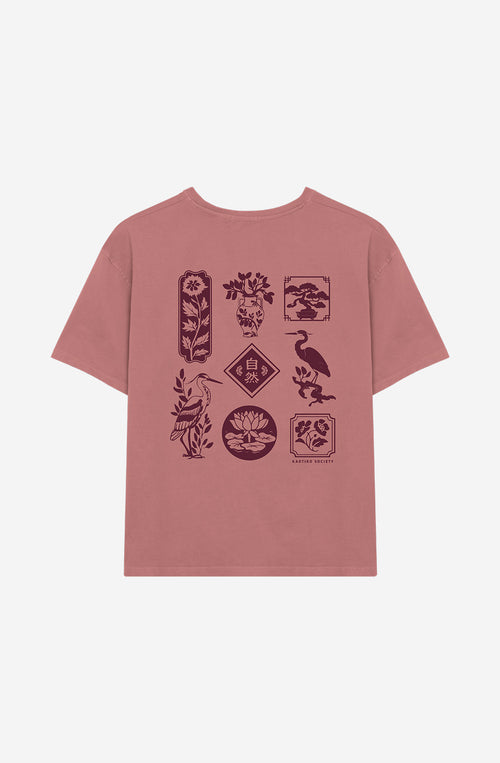 Burgunderrotes T-Shirt „Washed Lotus“