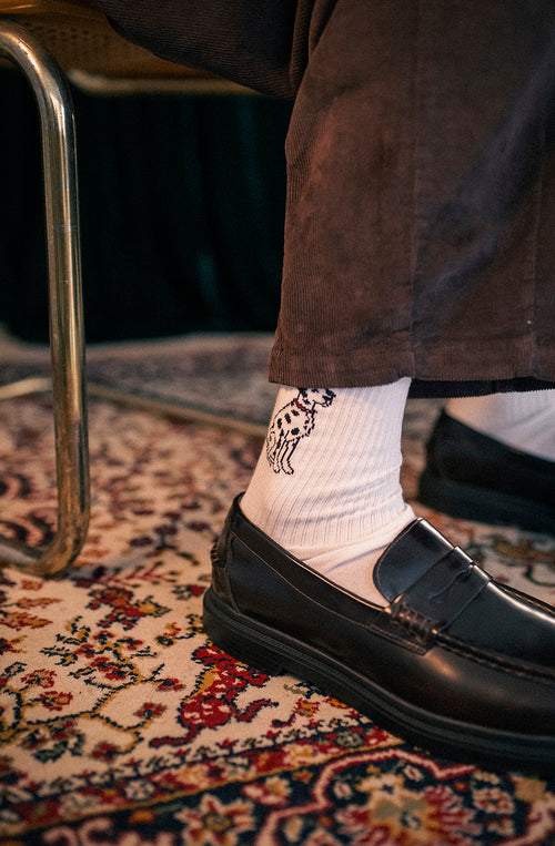 Dalmatiner-Socken in Weiß