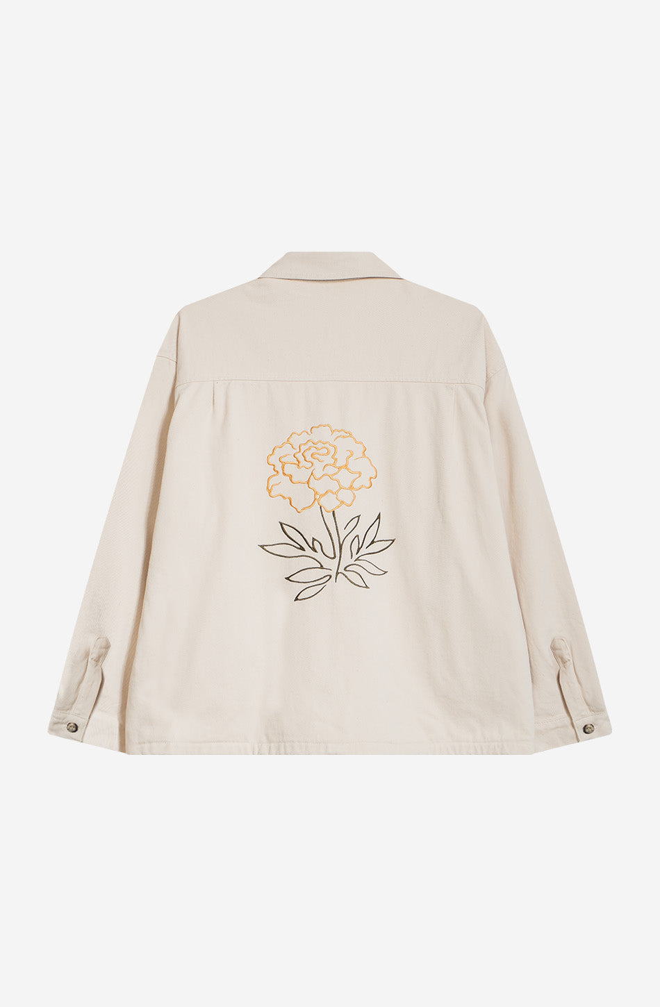 Pockets Embroidery Jacket Camelia Ivory