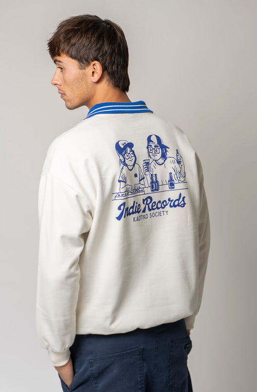 Nutton Indie Couple – Sweatshirt in Elfenbein/Marineblau