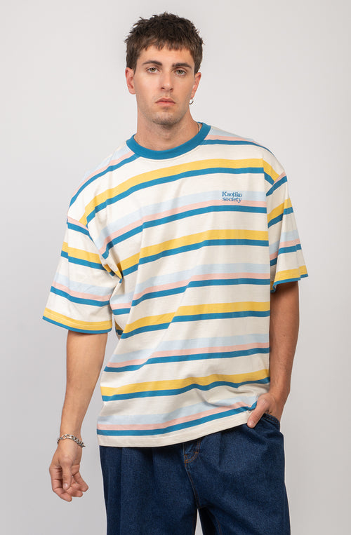Camiseta Stripes Kaotiko Society 501 Green/ Yellow