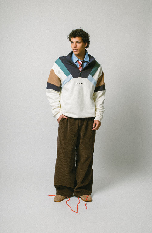 Aleck elfenbein/marineblaues Sweatshirt