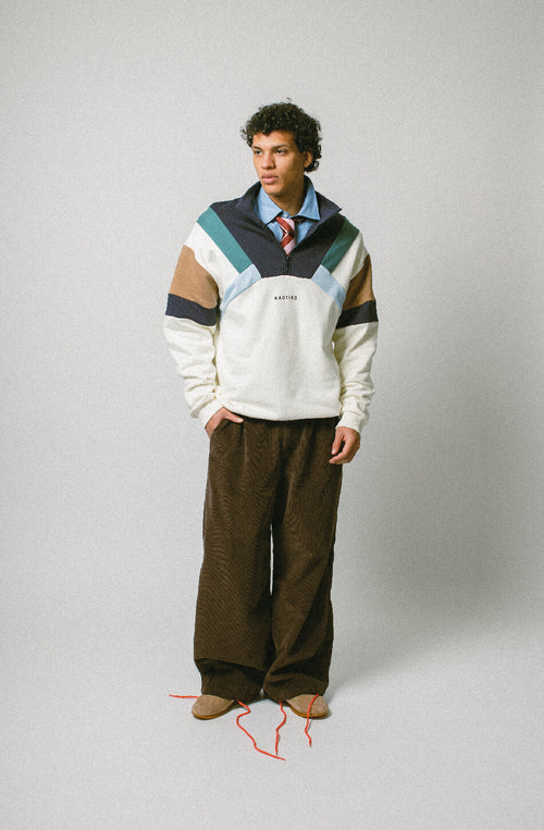 Aleck elfenbein/marineblaues Sweatshirt