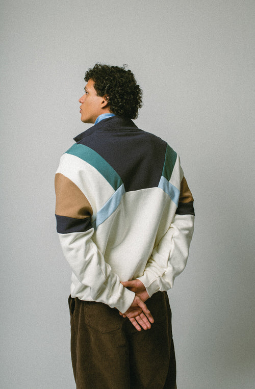 Aleck elfenbein/marineblaues Sweatshirt