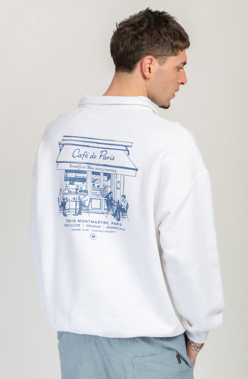 Morning Calls Bio-Baumwoll-Polo-Sweatshirt, weiß