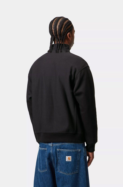 Carhartt WIP American Script Schwarzes Sweatshirt mit halbem Reißverschluss
