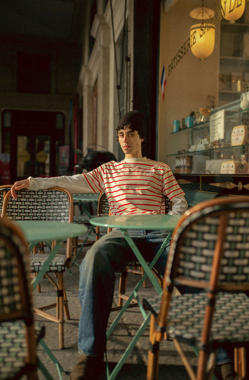 Coffee Culture Streifen Rot/Elfenbein T-Shirt