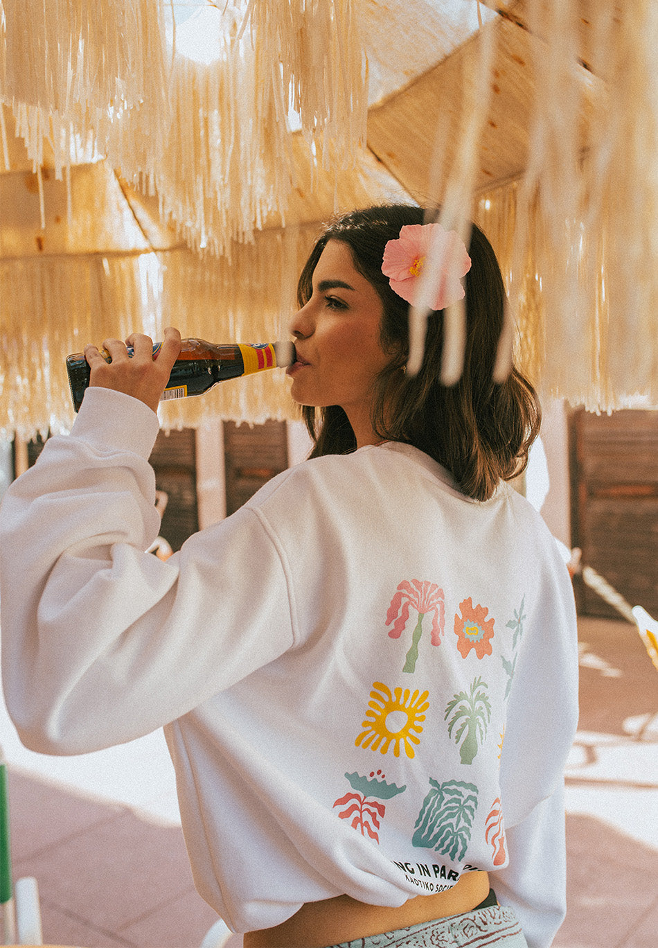 Paradise Bio-Baumwoll-Sweatshirt in Weiß