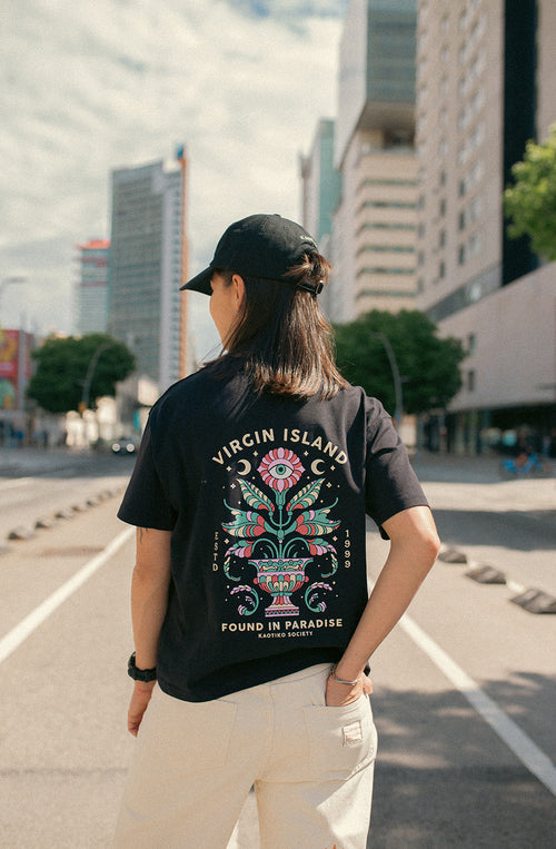 Schwarzes T-Shirt „Washed Found In Paradise“