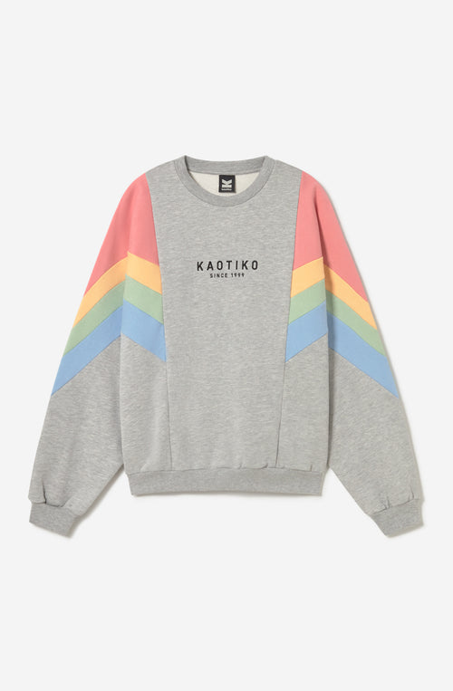 Sweatshirt in Ginger Grey/Lachs/Gelb/Grün