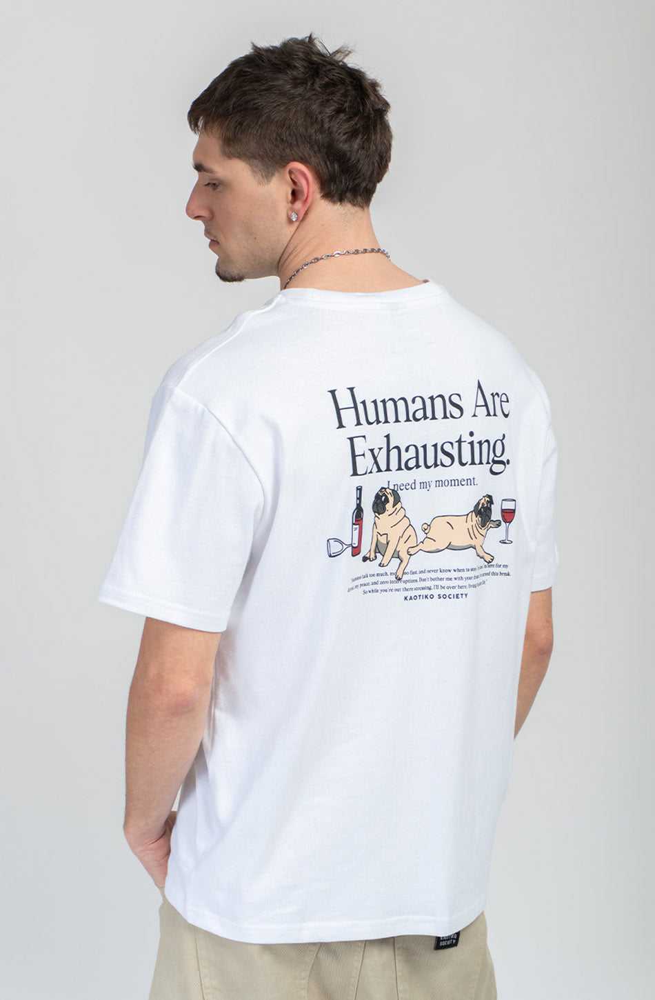 Menschen sind anstrengend – Weißes Bio-Baumwoll-T-Shirt