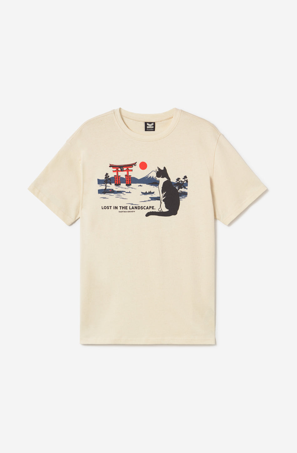 Landschafts-T-Shirt aus Bio-Baumwolle, elfenbeinfarben