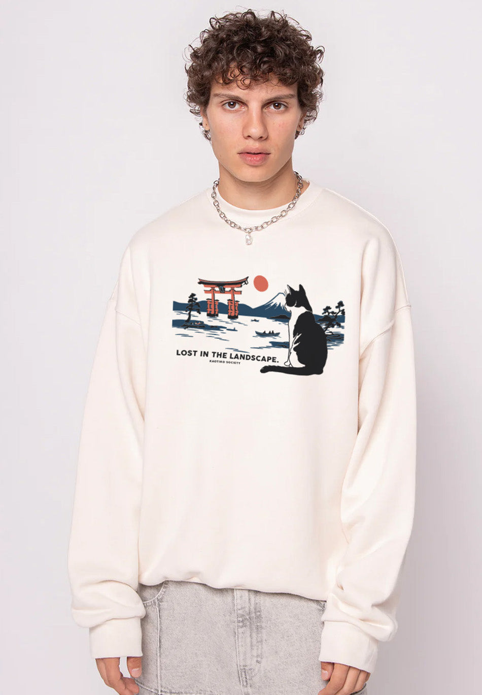Sweatshirt Lost In The Landscape Organic Ivory