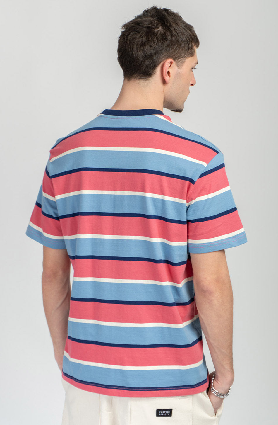 Gestreiftes Inselblau/Rosa T-Shirt