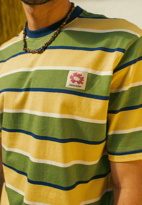 Gestreiftes Insel-T-Shirt in Gelb/Grün