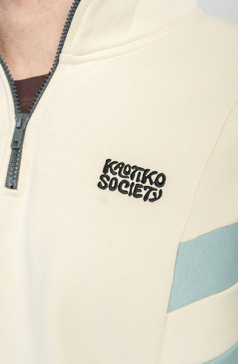 Clark Bone/Green Half-Zip Sweatshirt