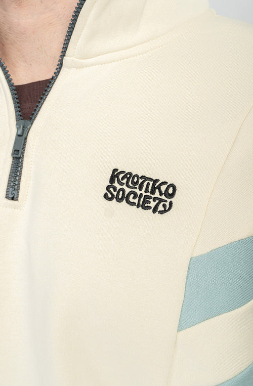 Clark Bone/Green Half-Zip Sweatshirt