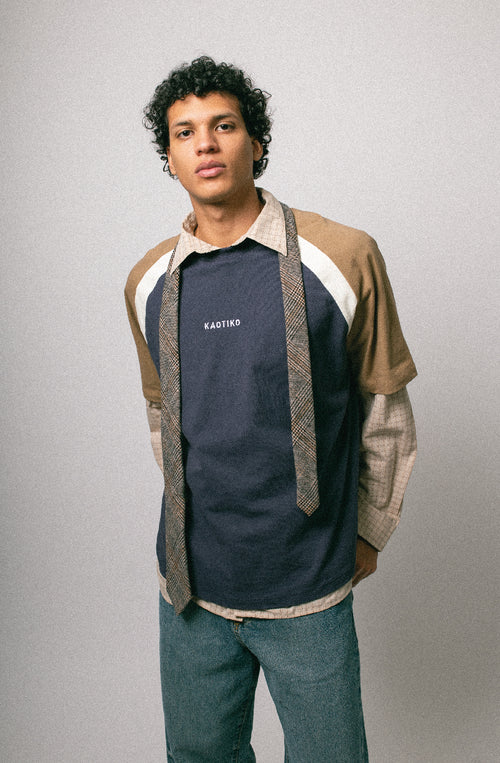Cropped Lennox T-shirt Navy/Camel