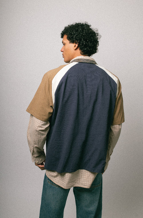 Cropped Lennox T-shirt Navy/Camel