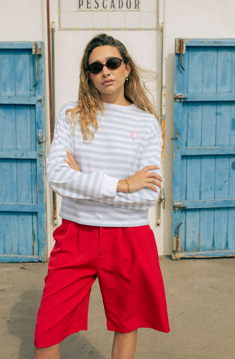 T-shirt Stripes White Sky Cotton Candy