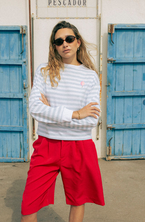 T-shirt Stripes White Sky Cotton Candy