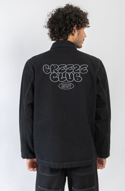 Veste Breeze Club Black Denim unisexe avec poches utilitaires et design streetwear signé Kaotiko BCN