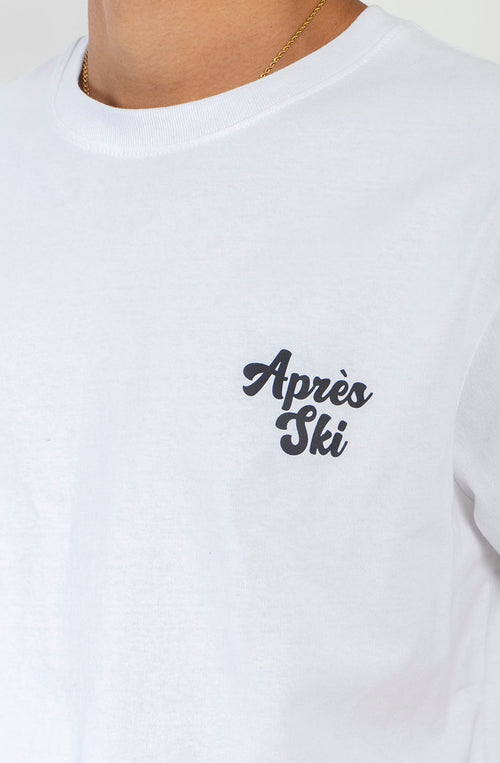 Camiseta Regular Fit St. Moritz White unisex con gráfico rétro inspirado en el estilo après-ski de Kaotiko BCN