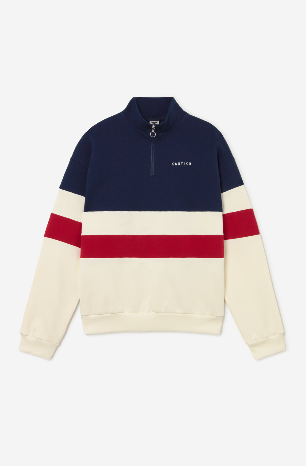 Sweatshirt Crew Zipper Carter Elfenbein/Blau/Salsa